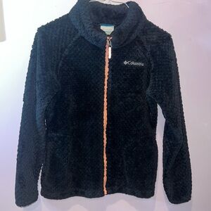 Columbia soft black / coral zip up jacket. Size‎ 14/16 youth lightweight weight